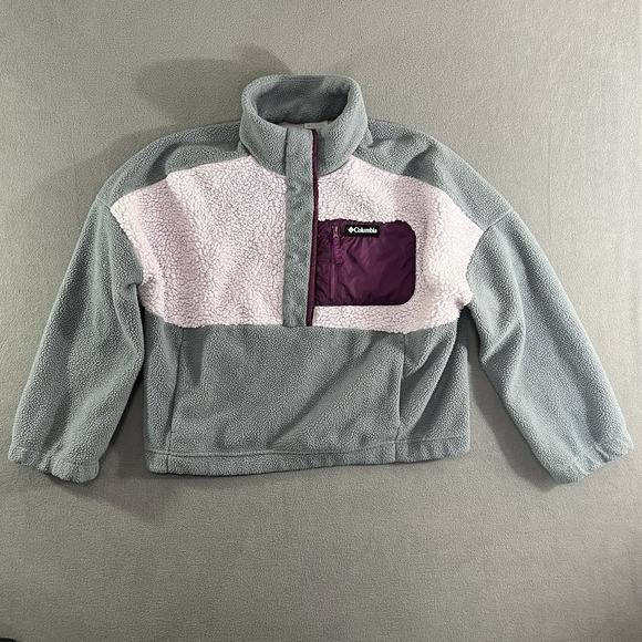 Columbia Sweater Womens XL Gray Lodge Sherpa 1/2 Snap Pullover Mock Neck - Picture 1 of 5